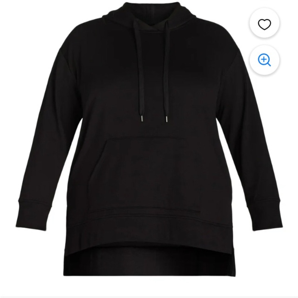 Terra & Sky Women’s Black Hooded Fleece Top Size 2X